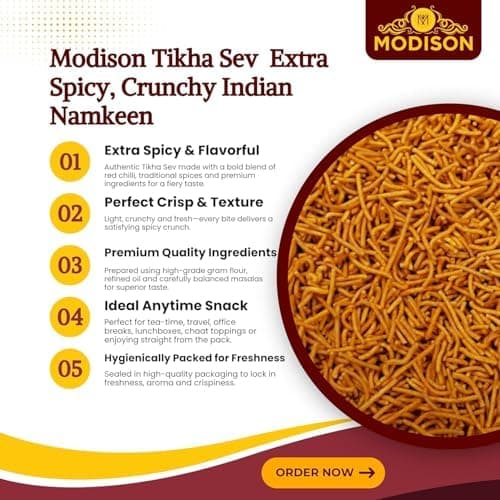 BalGokul Foods Tikhi Sev – Spicy & Crispy Authentic Gujarati Namkeen | Teekha Gathiya Snacks | Traditional Indian Savoury Munchies – 900g (Pack of 5) alternate image
