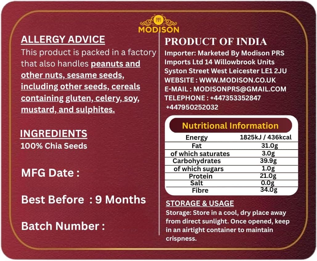 BalGokul Foods Chia Seeds Superfoods Natural Breakfast Nutrition 500g thumbnail 10