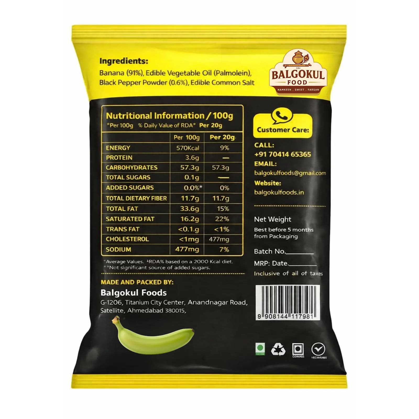 BalGokul Foods Banana Wafers – Black Pepper product image 4