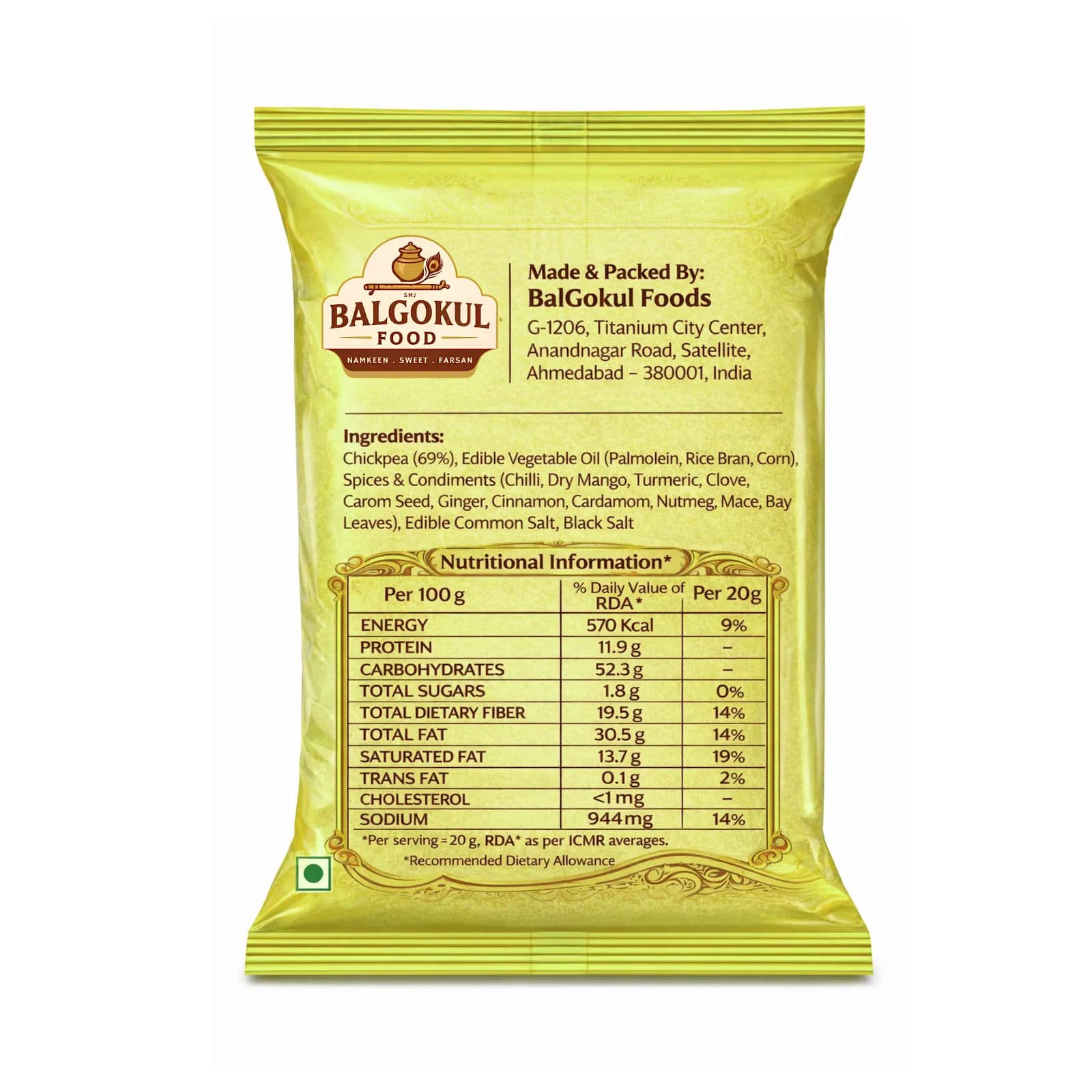 BalGokul Foods – Chana Jor Garam (Spicy Crunchy Roasted Black Chana Snack) product image 4